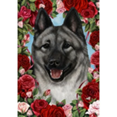 Roses House Flag - Norwegian Elkhound 19403