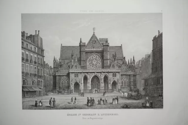 Gravure Vue Paris Eglise Saint Germain Seine Napoleon Iii Daguerreotype 1850