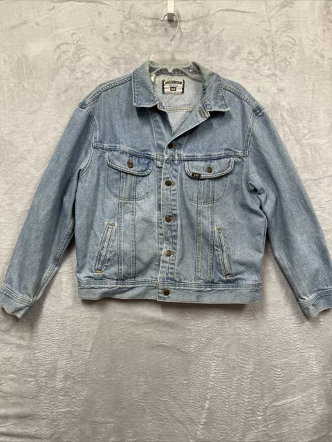 Vintage Lee Denim Jacket Mens Large Blue USA Made Trucker 100% Cotton