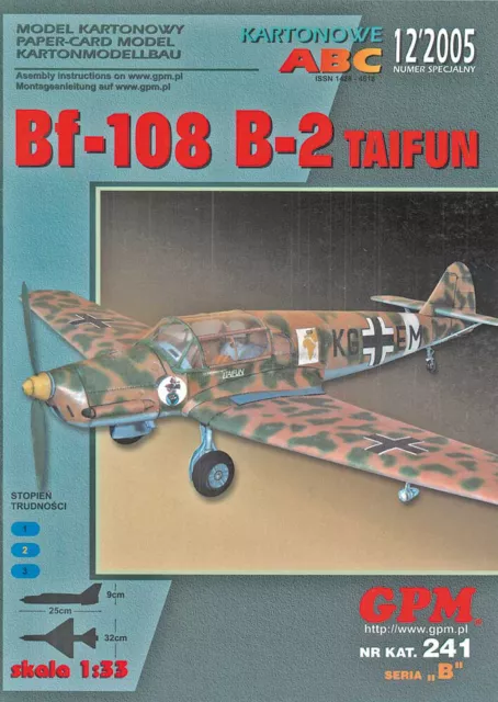 Kartonmodell Messerschmitt Bf 108 B-2 Taifun 1:33 GPM