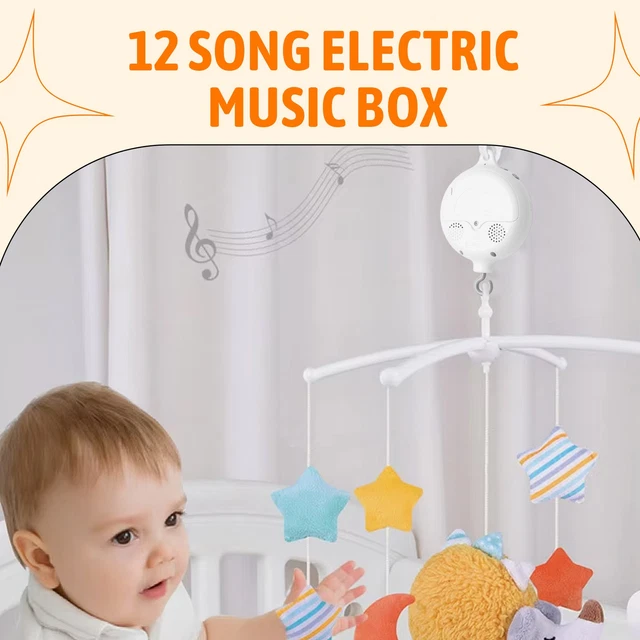 CRIB MOBILE MOTOR Baby Music Box Spinner with 3 Modes Volume Adjustable ...