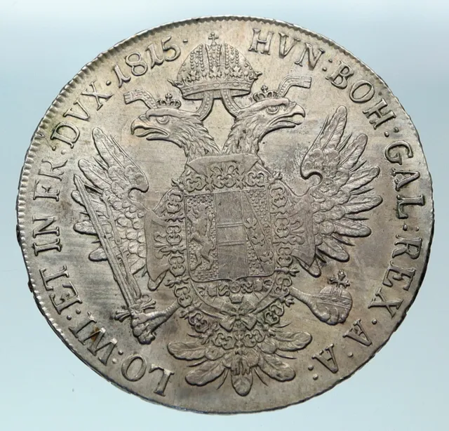 1815 AUSTRIA w King FRANCIS I (II) Antique OLD Genuine Silver Thaler Coin i84371
