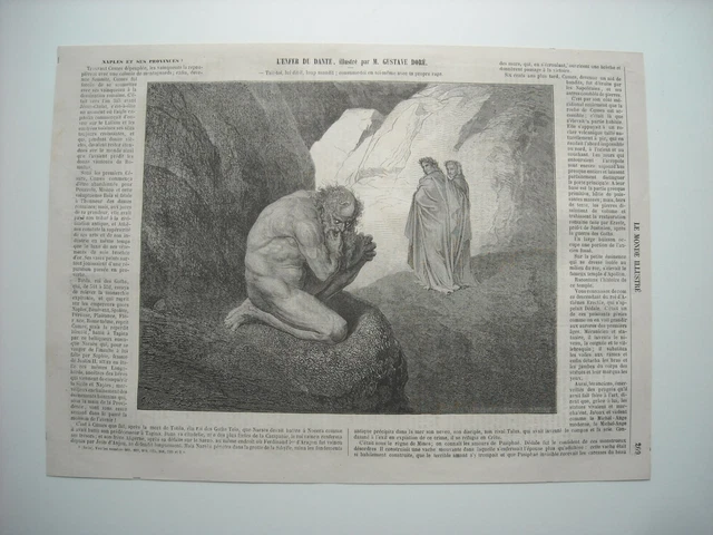 Gravure 1861.  L'enfer De Dante. Illustre Par M. Gustave Dore.