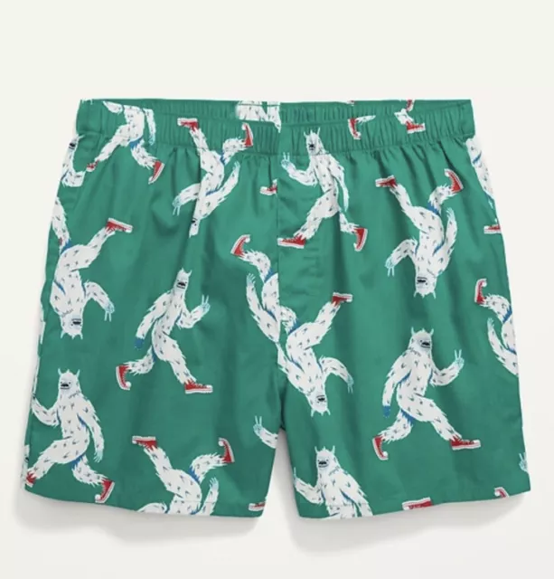 Old Navy Men's Size Small ~ Soft-Washed Printed Boxer Shorts ~ Christmas Yeti