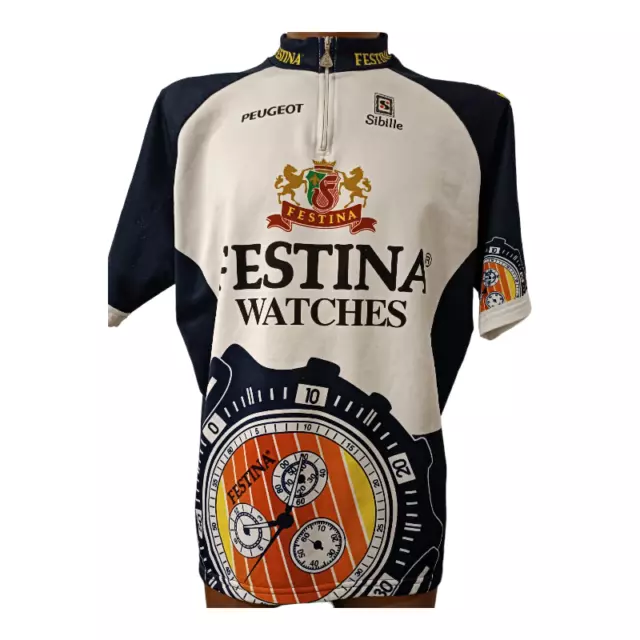 maglia ciclismo originale vintage team festina watches sibille peugeot tg XXXL