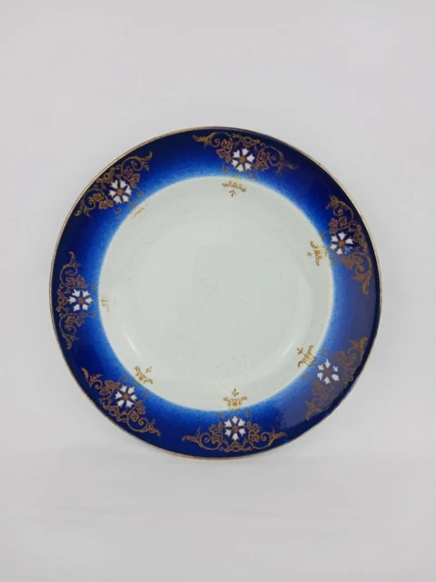 Rare Antique Flow Blue Opaque Luneville Side Plate