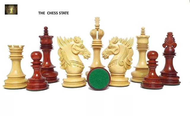 4.5" Carvers' Art Luxury Chess Pieces Only Set -Triple Weighted Budrose Wood 3