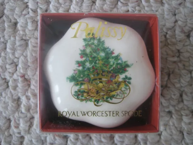 Vintage Royal Worcester Spode Ring/Trinket Box - Palissy England, Christmas Tree