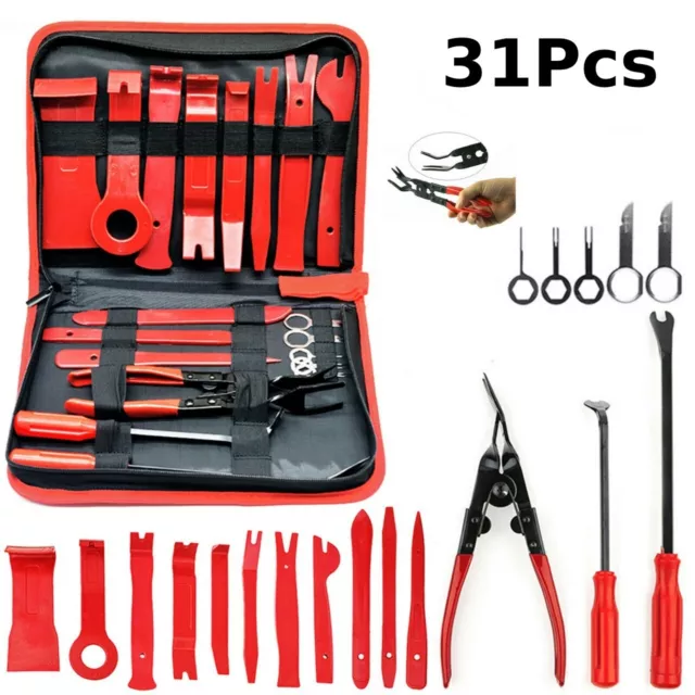 31Pcs/Set Car Door Trim Panel Removal Molding Pry Interior Clip Install Tool Kit