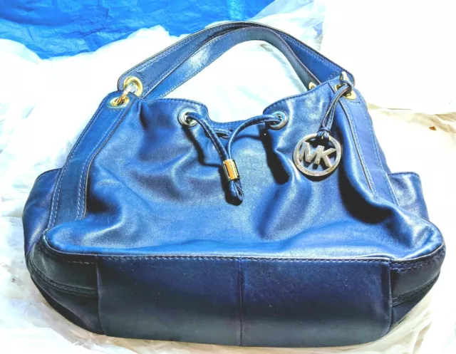 Michael Kors Camden Large Tote Shoulder Bag Drawstring Navy Blue 2