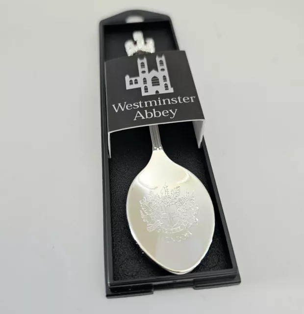 London Westminster Abbey Souvenir Silverplatee Spoon Crown Red Stone