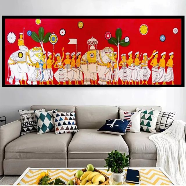 Ceylon Kandyan Perahera Painting Original Acrylic Canvas Traditional Painting