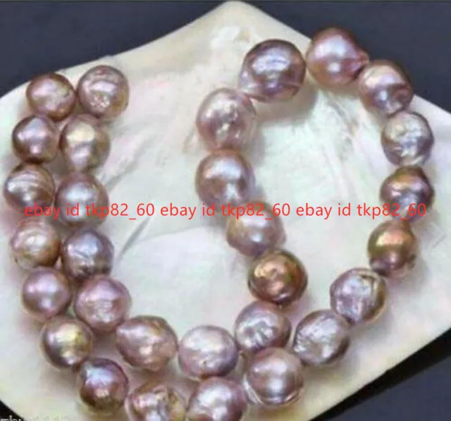 Huge 14-16mm Natural South Sea Pink Purple Baroque Kasumi Pearl Necklace 18-22''