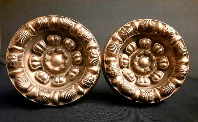 Antique Set Of 4 Brass Hollow Curtain Tie Backs Victorian Era 4 1/4" 2