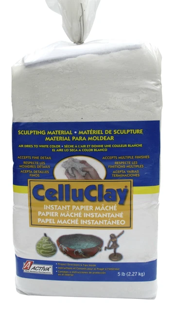 Papel maché instantáneo no tóxico Celluclay, bolsa de 5 lb, blanco
