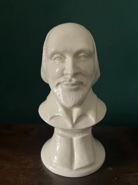 Vintage white Porcelain Ceramic  china bust of William Shakespeare