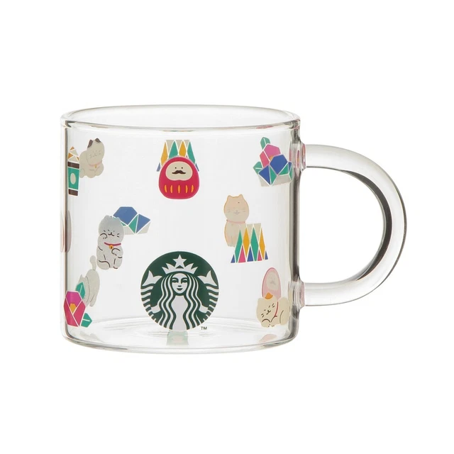 STARBUCKS JAPAN NEW Year 2024 Glass Mug Cup Icons Maneki Cat Daruma 31