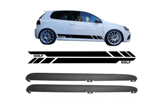 Faldones para VW Golf VI 6 08-14 GTI Look Lado Sticker Vinilo Negro