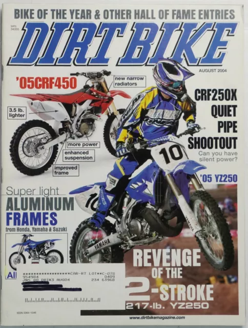 Dirt Bike August 2004 Motocross Magazine MX Yamaha YZ250 Honda CRF450