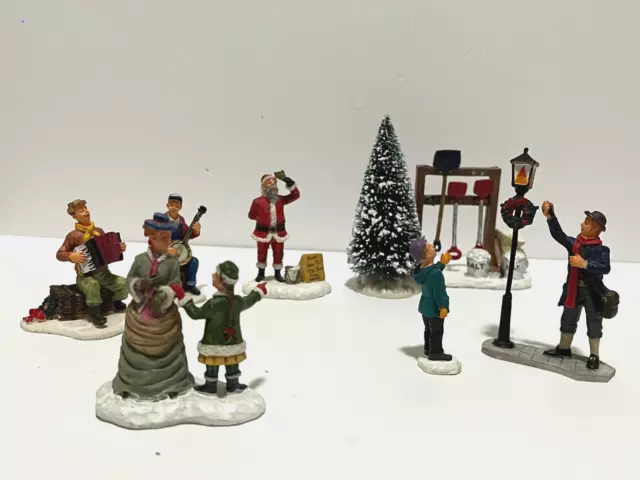Lemax Christmas Village Figures People Accessories Lot Band, Santa ringing Bell