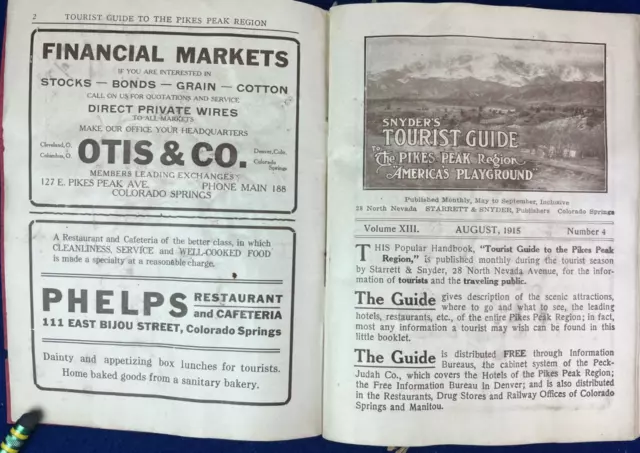 1915 Snyder's Guide + EXTRA Pikes Peak Colorado Tourist Book Brochure Vntg Atnq 3