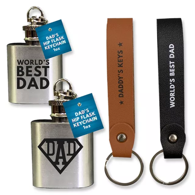 KEYRING Fathers day Lethear KeyRing Gift For Dad father Keychain Dad 's Day UK