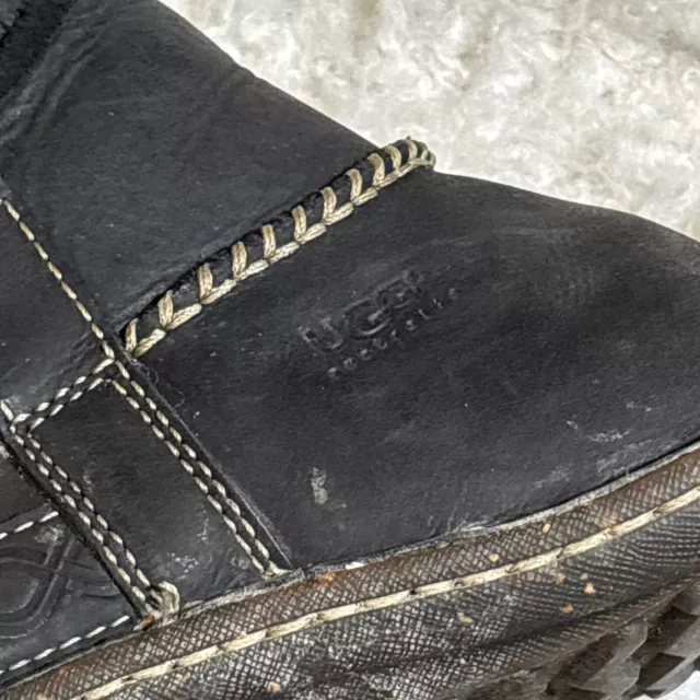 UGG AUSTRALIA COVE Winter Ankle Boots Womens US 7 EU 38 Black Leather ...