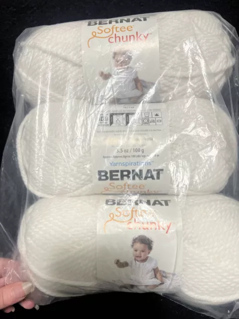 NEW! Bernat Softee Chunky Yarn, 100G/3.5OZ Super Bulky Yarn 3 Pack