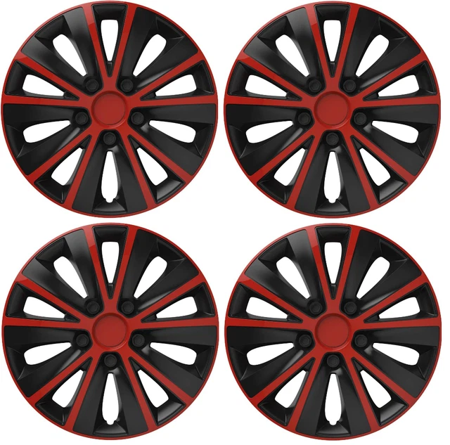 Citroen Fit Wheel Trims Hub Caps Plastic Covers Full Set 15" Inch Black Red