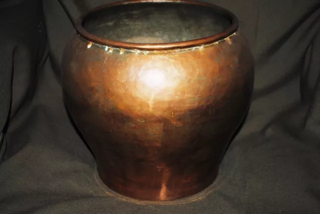 Antique Large copper cauldron over two kilograms. 19th century