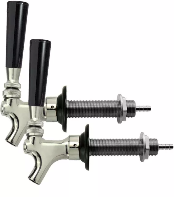 Kegco Chrome Beer Faucet and Shank Combo - Set of 2