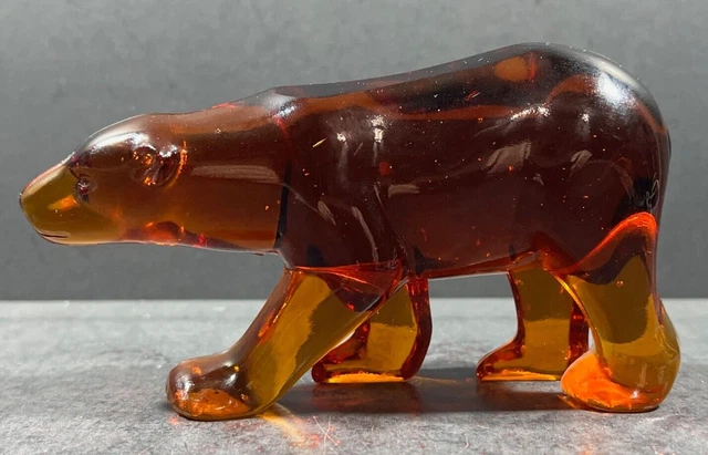 Rare Vintage Indiana Glass Amber Colored Polar Bear