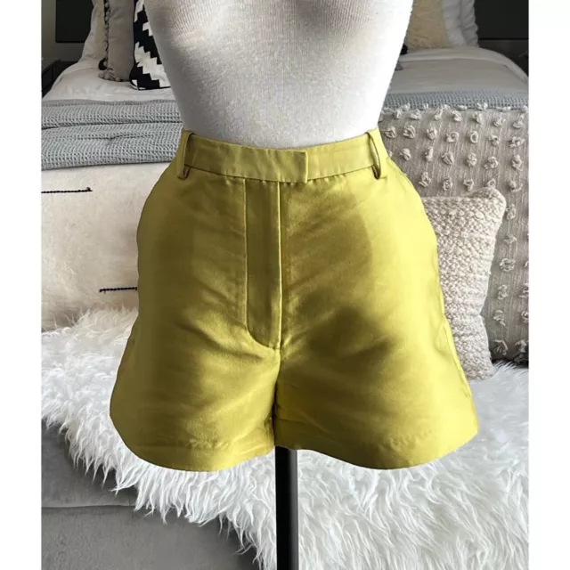 3.1 Phillip Lim Women’s Green Structured Silk High Waisted Shorts Size 6