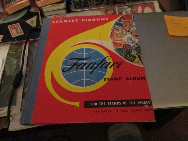 stanley gibbons Fanfare stamp album. some stamps.