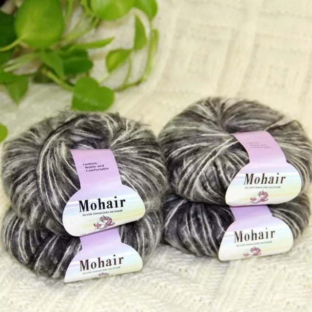 Sale 4BallsX25gr Fluffy Lace Mohair Warm Shawl Rugs Hand Knit Crocheted Yarn 56