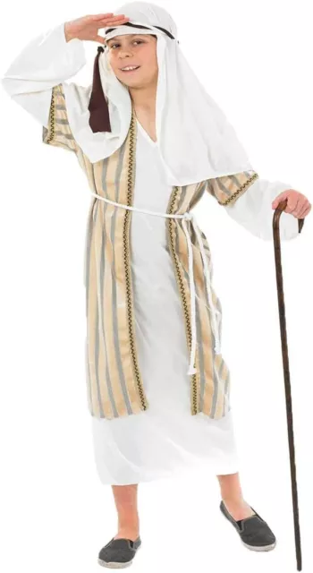 Boys Gold Shepherd Costume S - XL Kids Christmas Nativity Play Fancy Dress