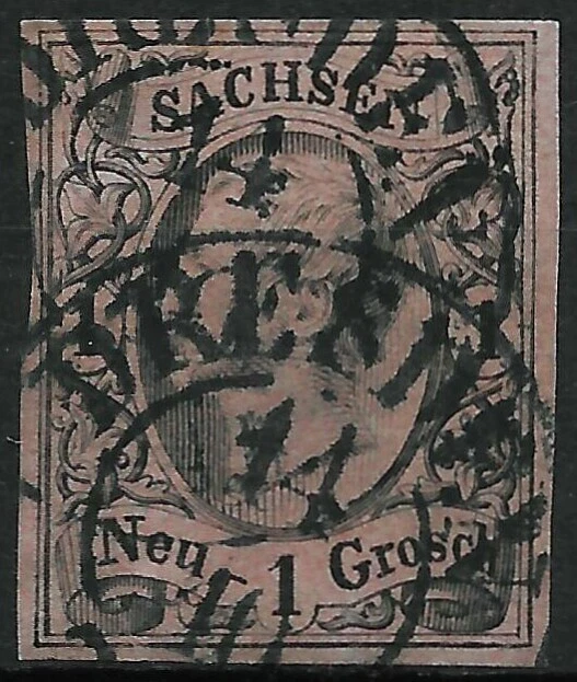 SACHSEN 1855 . MiNr.9IIa . 1 Ngr . BPP geprüft . K2 DRESDEN . einwandfrei!