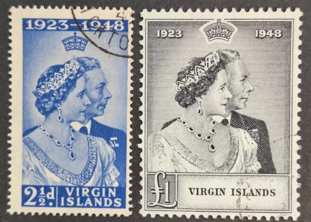 British Virgin Islands 1948, "Silver Wedding" set of 2x Stamps Used