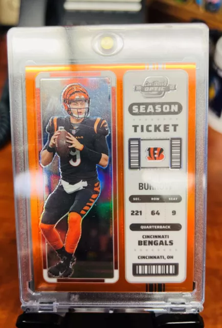 2022 Panini Contenders Optic Season Ticket Joe Burrow # 37/50 Orange Color Match