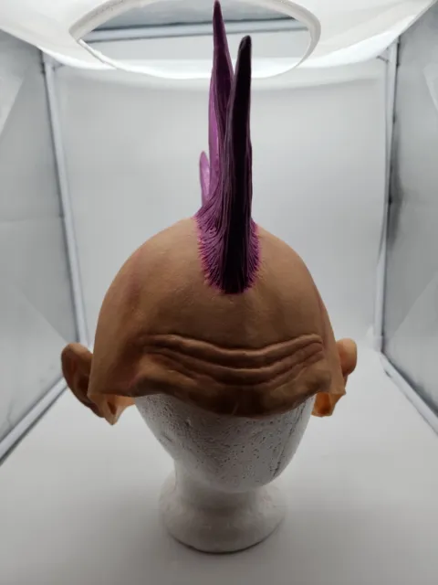 VTG 2002 Purple Mohawk Punk Hair Adult Halloween Mask Wig Latex Rubber