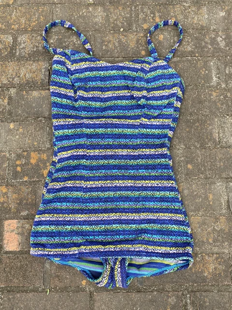 Vintage 50s 60s Blue Playsuit Bathing SwimSuit One Piece Perfection Fit Roxanne