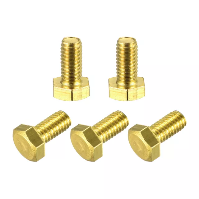 Latón Hexagonales Pernos, M6x12mm 5uds Totalmente Roscado Grado 4.8 Sólido