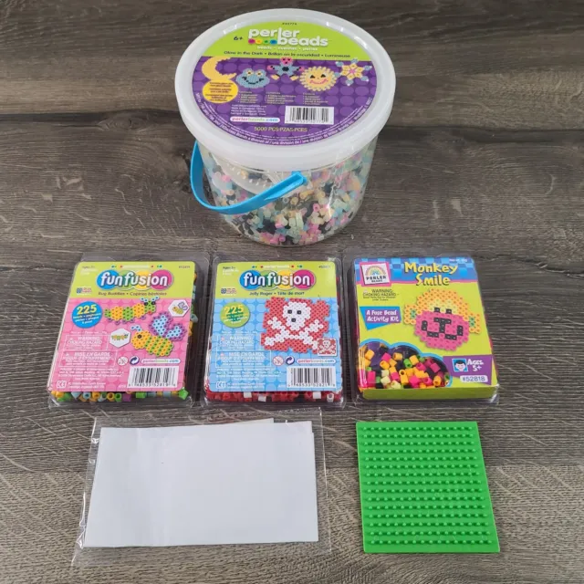 Perler Bead Lot Glow in the Dark Beads Pegboards Ironing Paper Arts Crafts