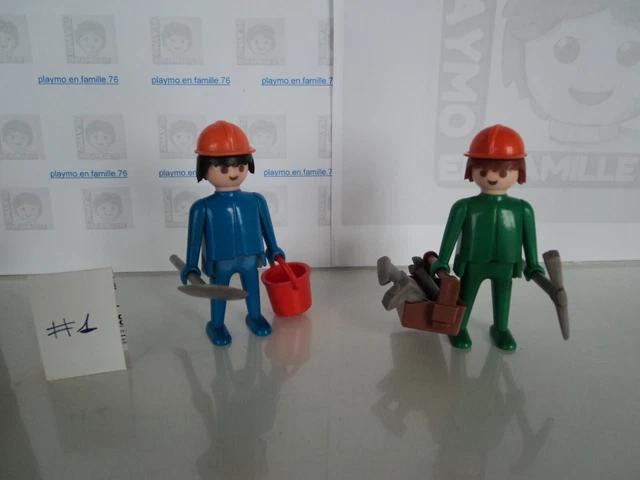PLAYMOBIL vintage city life voiture bleue et voyageuse set 3210 de 1977 / boite