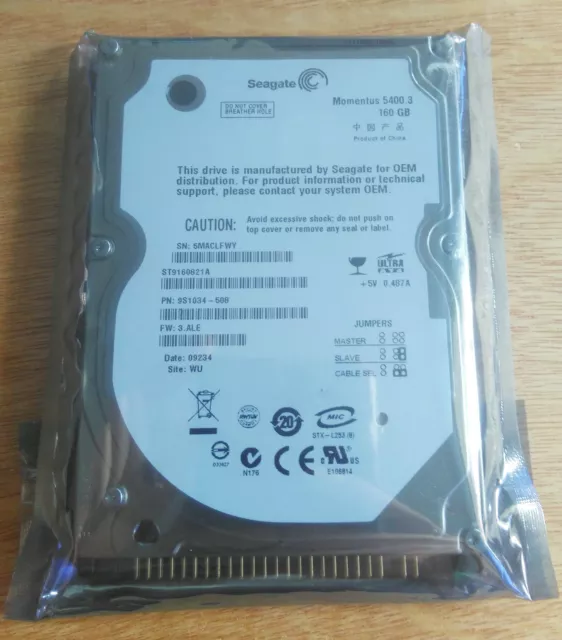Seagate Momentus 160GB IDE ST9160821A 2.5" 5400RPM 8MB HDD For Laptop Hard Drive