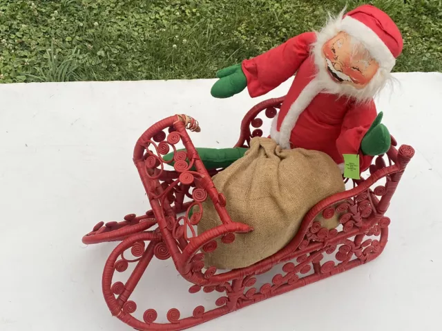Annalee dolls  Large 27” Santa Claus & Wicker  Sleigh