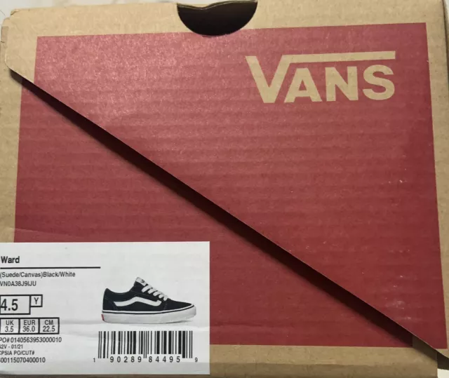 Tenis deportivas con cordones Vans Ward You Youths en negro blanco talla EE. UU. 2 - 6