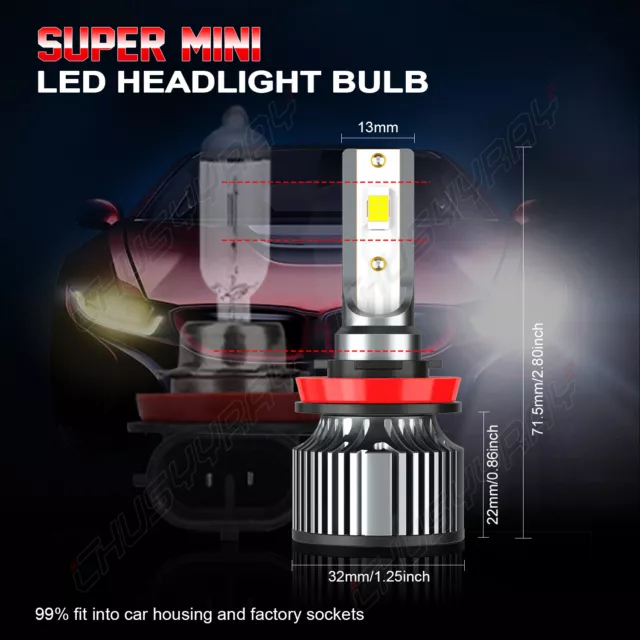 For Toyota Auris 2006-2012 - 2x Bulbs H11 LED Headlight Low Beam 6500K White 3