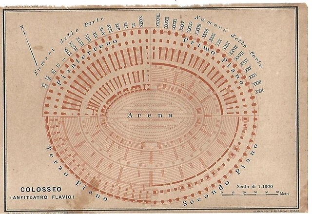 CARTA GEOGRAFICA ANTICA ROMA COLOSSEO TCI 1925 Old Antique map Rome EUR ...