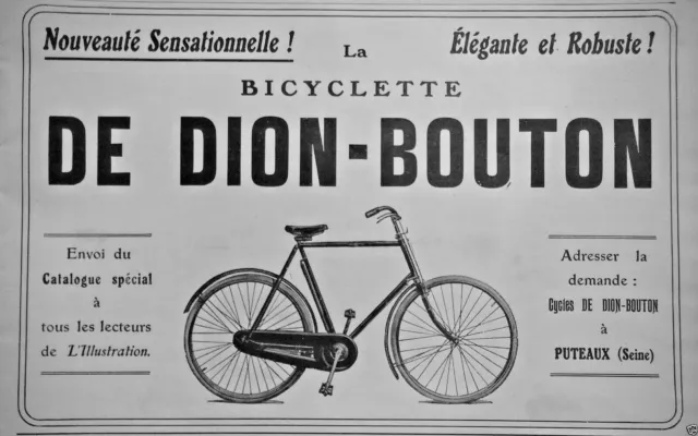 Publicité De Presse 1909 La Bycyclette De Dion-Bouton Élégante Et Robuste